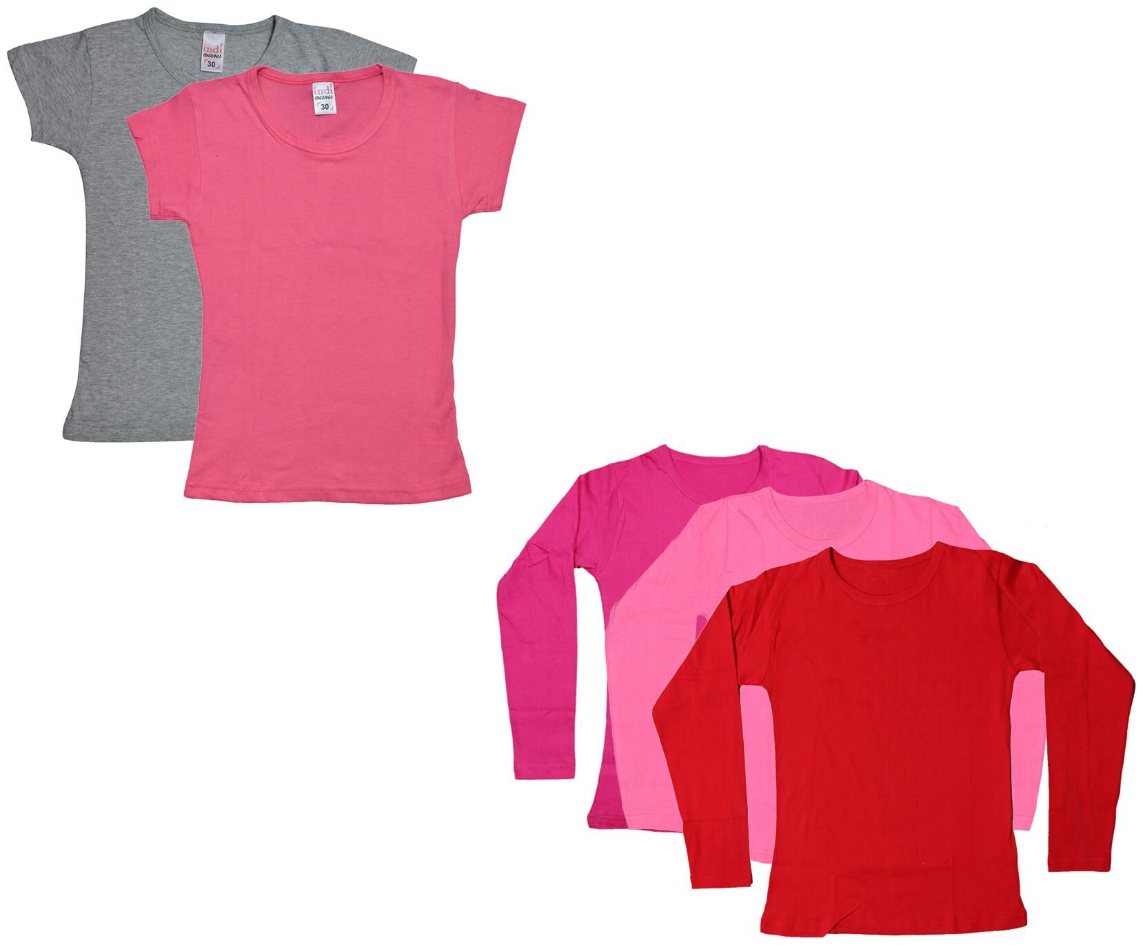 

Indiweaves Girl Cotton Solid T shirt - Multi