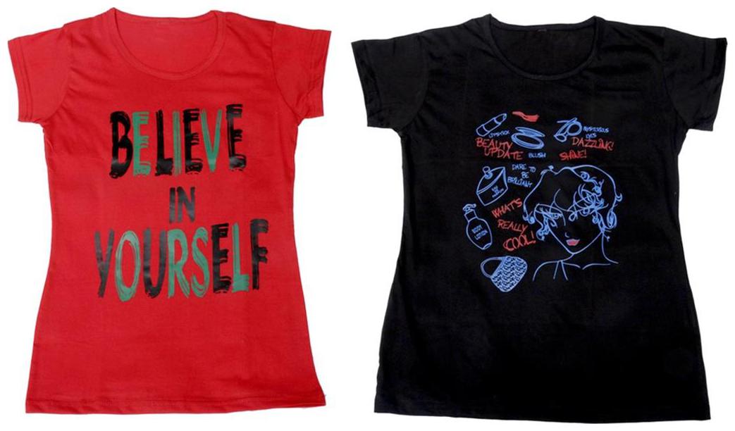 

Indiweaves Girl Cotton Solid T shirt - Multi