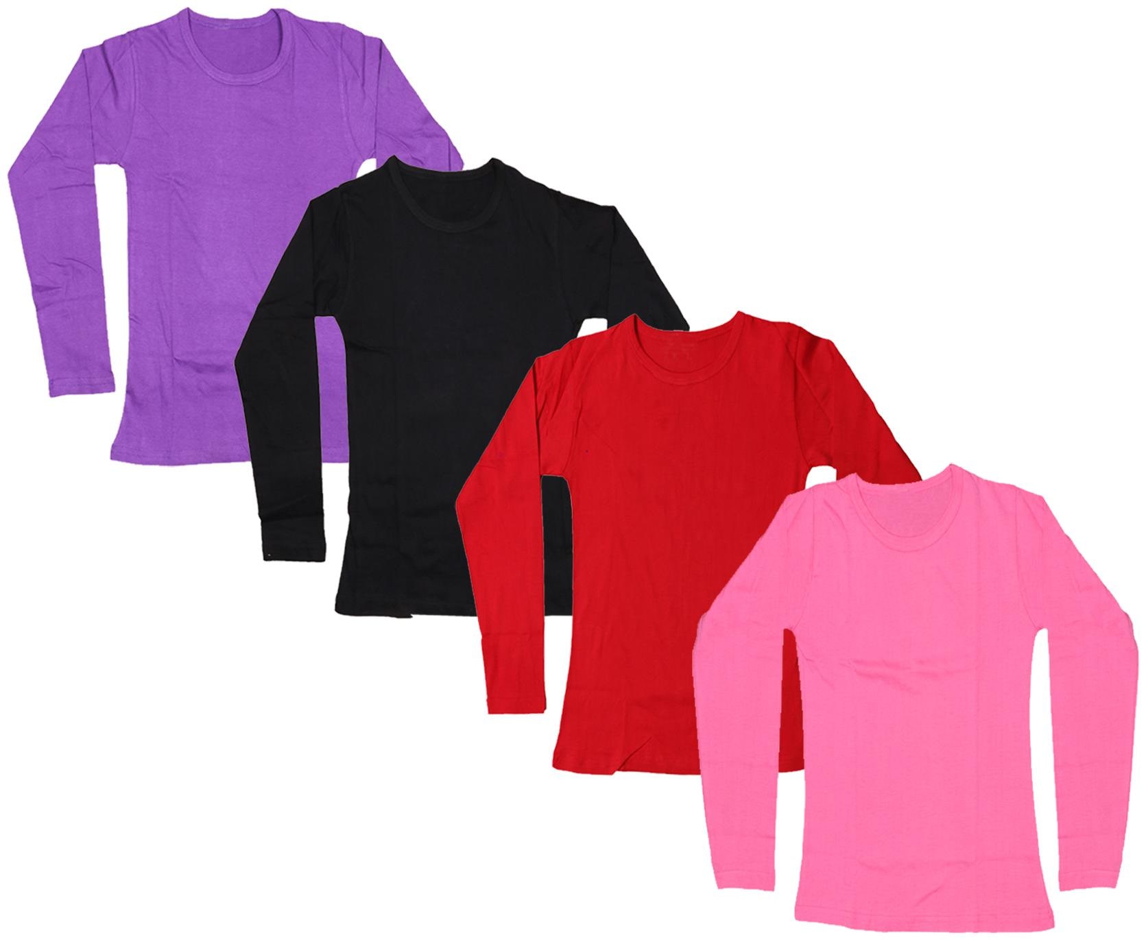 

Indiweaves Girl Cotton Solid T shirt - Multi