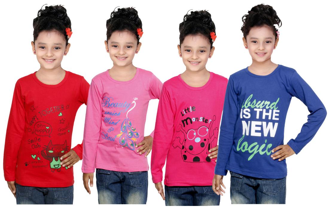 

Indiweaves Girl Cotton Solid Top - Multi