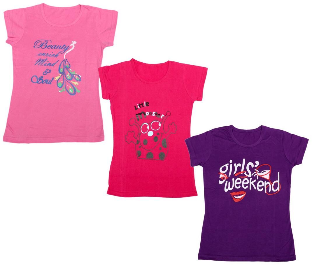 

Indiweaves Girl Cotton Printed T shirt - Multi