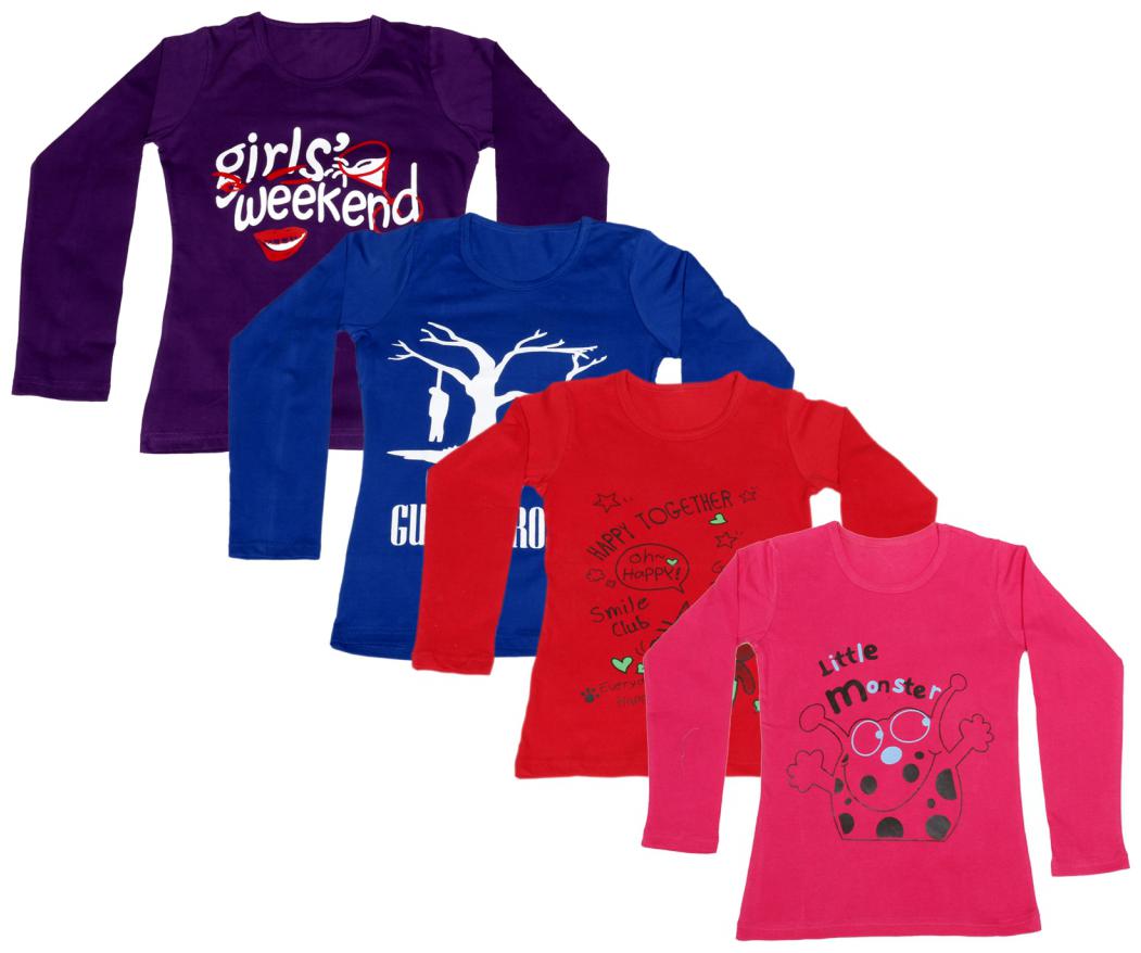 

Indiweaves Girl Cotton Printed T shirt - Multi