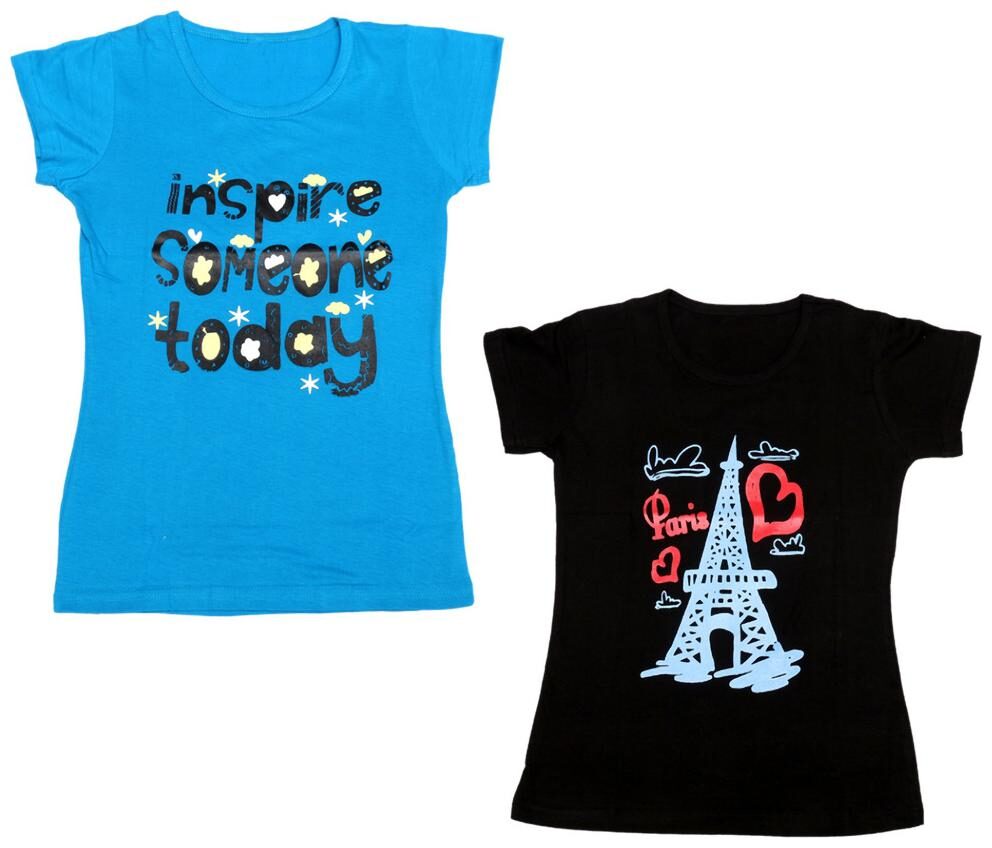 

Indiweaves Girl Cotton Printed T shirt - Multi