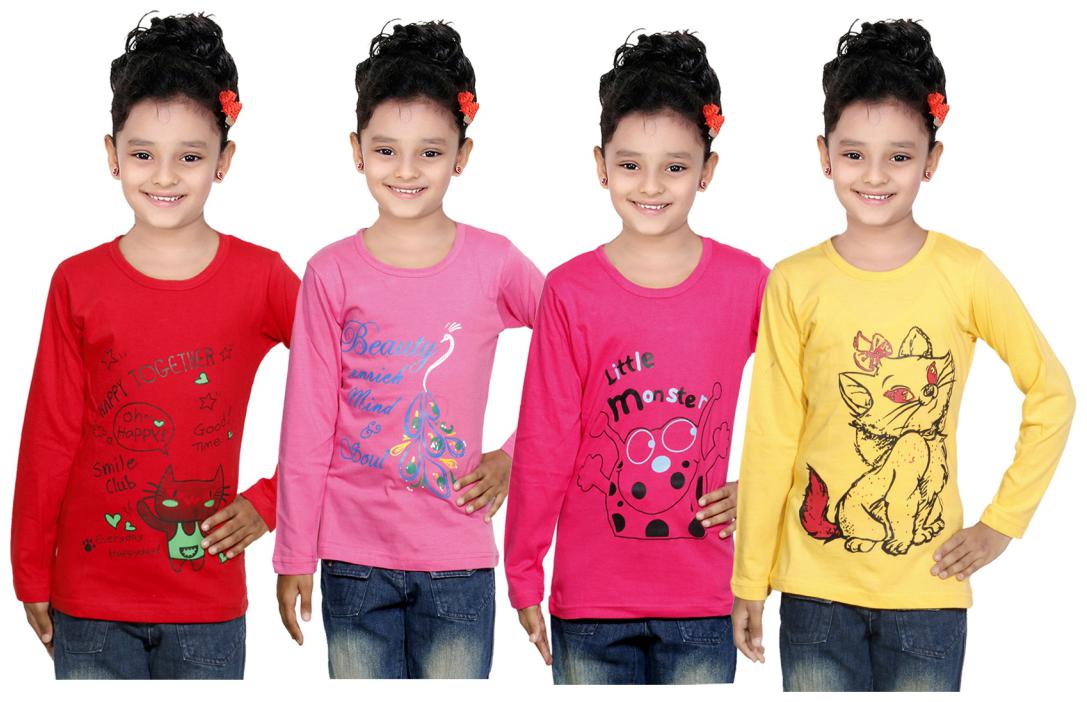 

Indiweaves Girl Cotton Solid Top - Multi