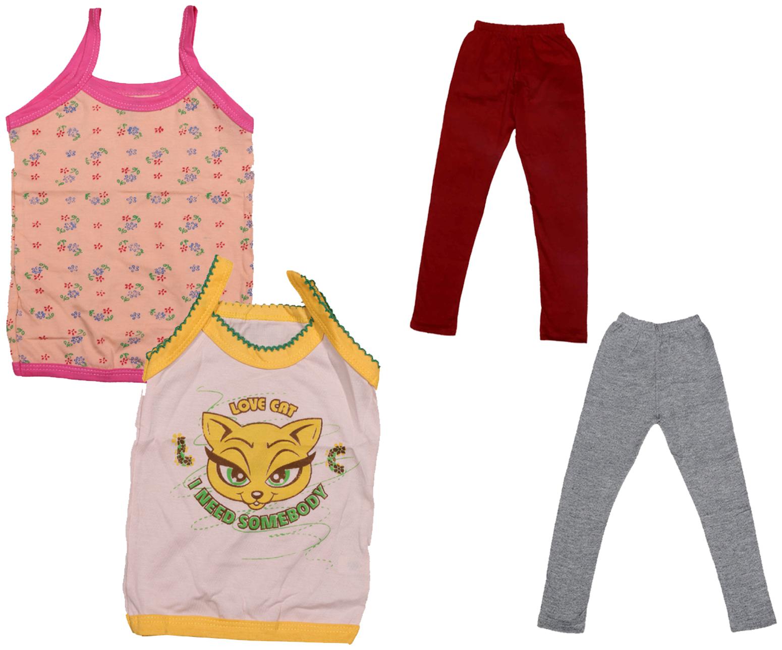 

Indiweaves Girl Cotton Top Bottom Set - Multi