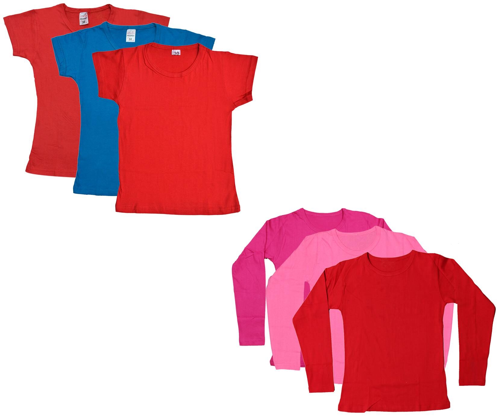 

Indiweaves Girl Cotton Solid T shirt - Multi