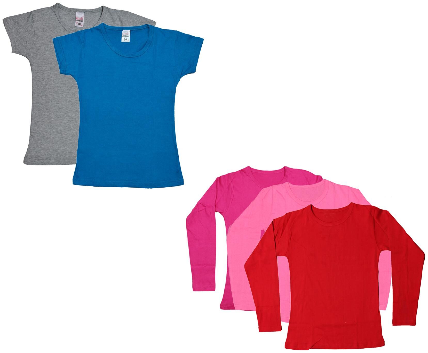 

Indiweaves Girl Cotton Solid T shirt - Multi