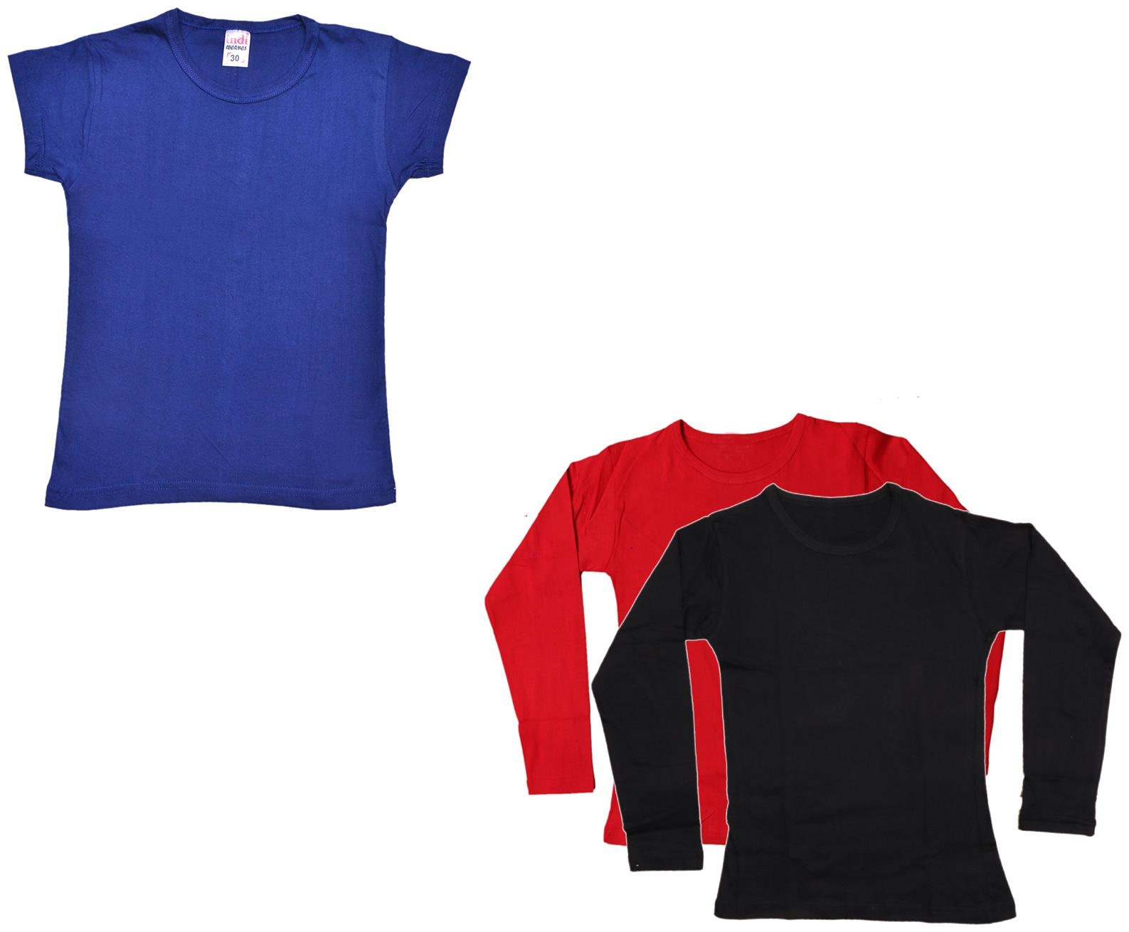 

Indiweaves Girl Cotton Solid T shirt - Multi