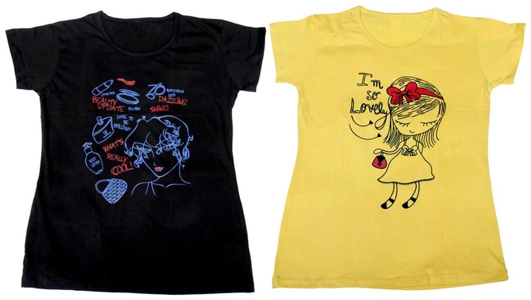 

Indiweaves Girl Cotton Solid T shirt - Multi
