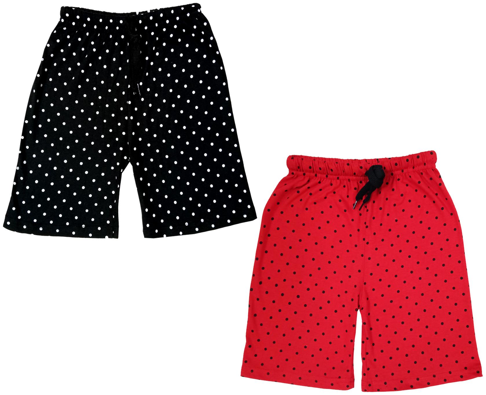

IndiWeaves Girls Cotton Polka Dots Relaxed Fit Shorts (Pack of 2)