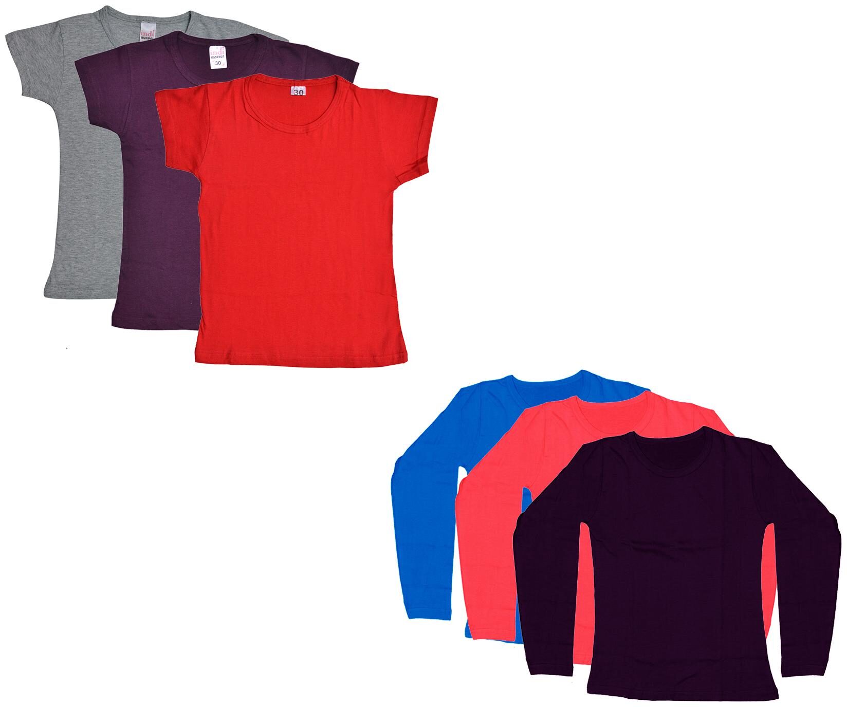 

Indiweaves Girl Cotton Solid T shirt - Multi