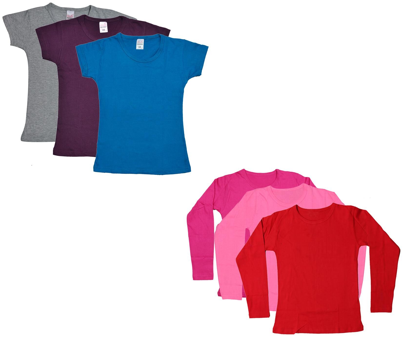 

Indiweaves Girl Cotton Solid T shirt - Multi