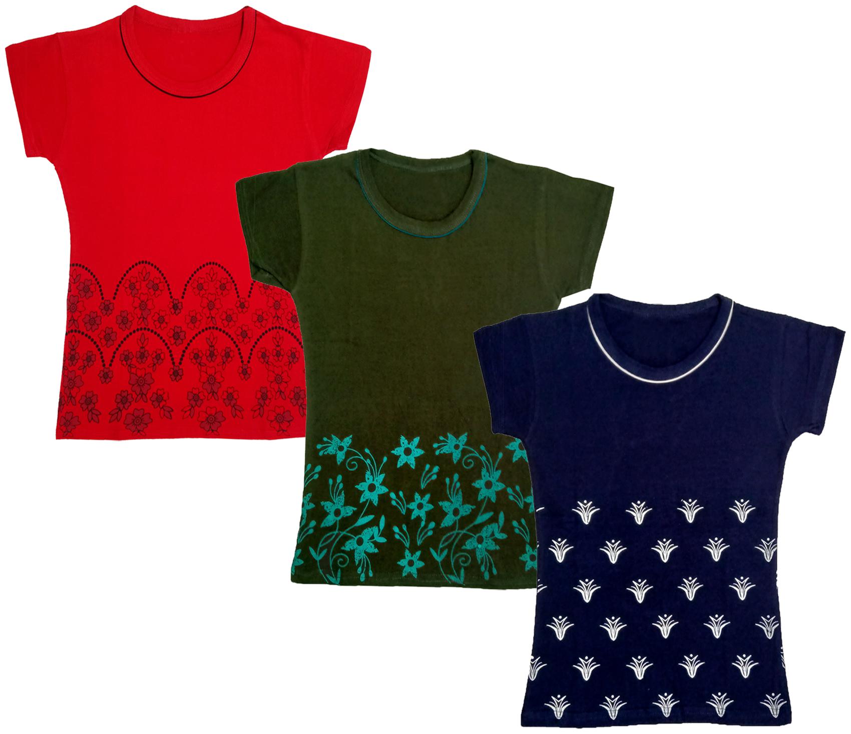 

Indiweaves Girl Cotton Printed T shirt - Multi
