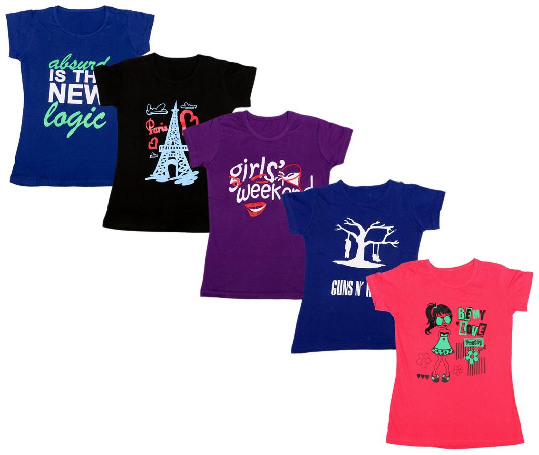 

Indiweaves Girl Cotton Printed T shirt - Multi
