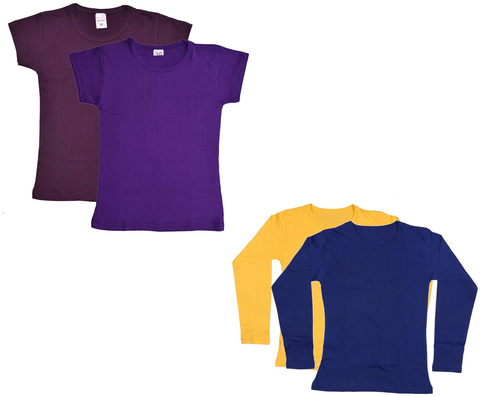 

Indiweaves Girl Cotton Solid T shirt - Multi