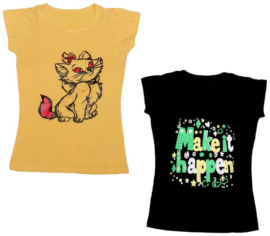 

Indiweaves Girl Cotton Printed T shirt - Blue