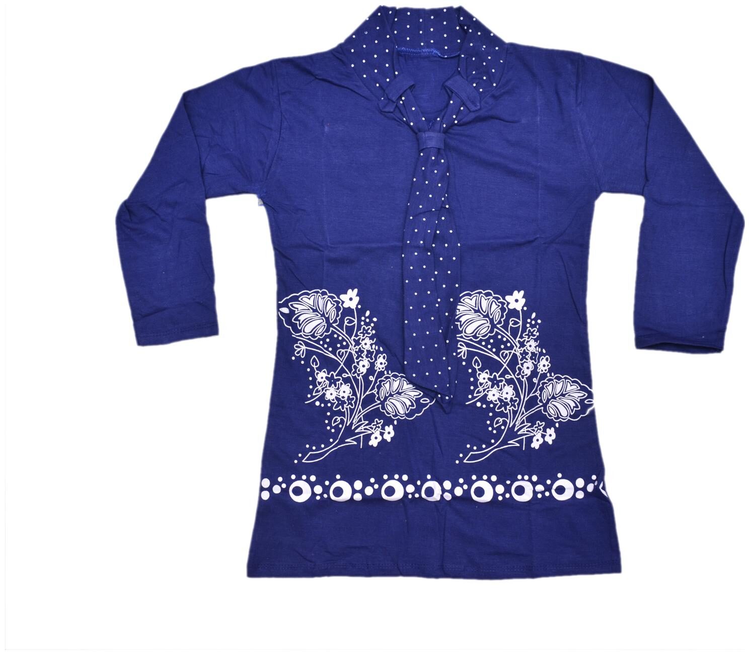 

Indiweaves Girl Cotton Printed Top - Blue