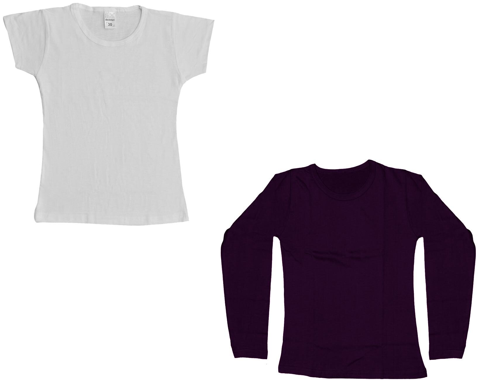 

Indiweaves Girl Cotton Solid T shirt - Purple