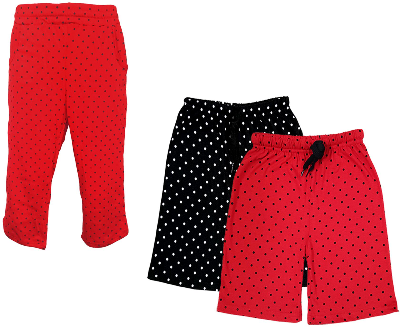 

IndiWeaves Girls Cotton Polka Dots 3 4th Capri and Shorts (Pack of 3) Multi