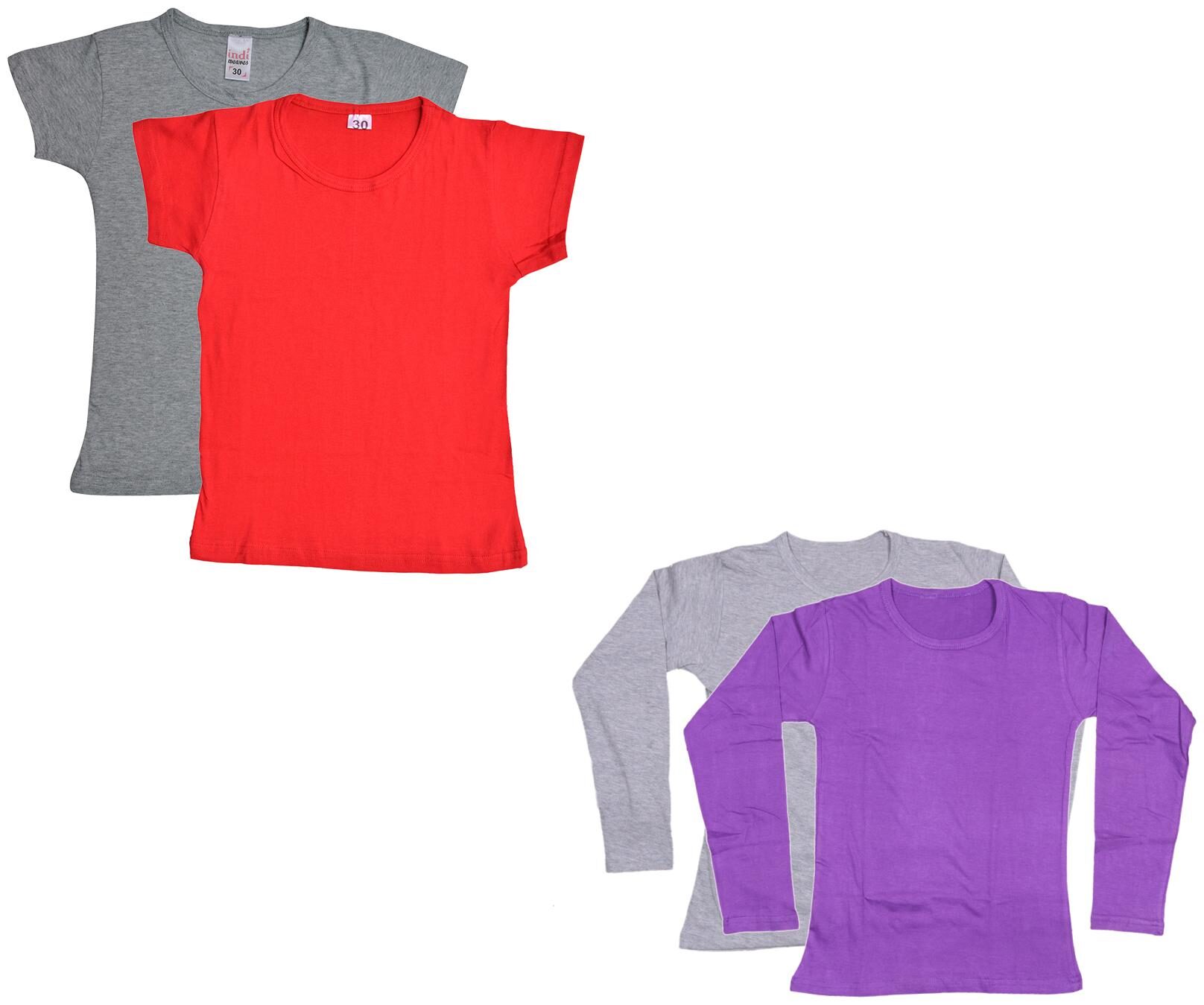 

Indiweaves Girl Cotton Solid T shirt - Multi
