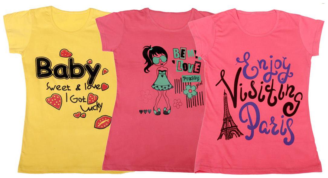 

Indiweaves Girl Cotton Printed T shirt - Pink