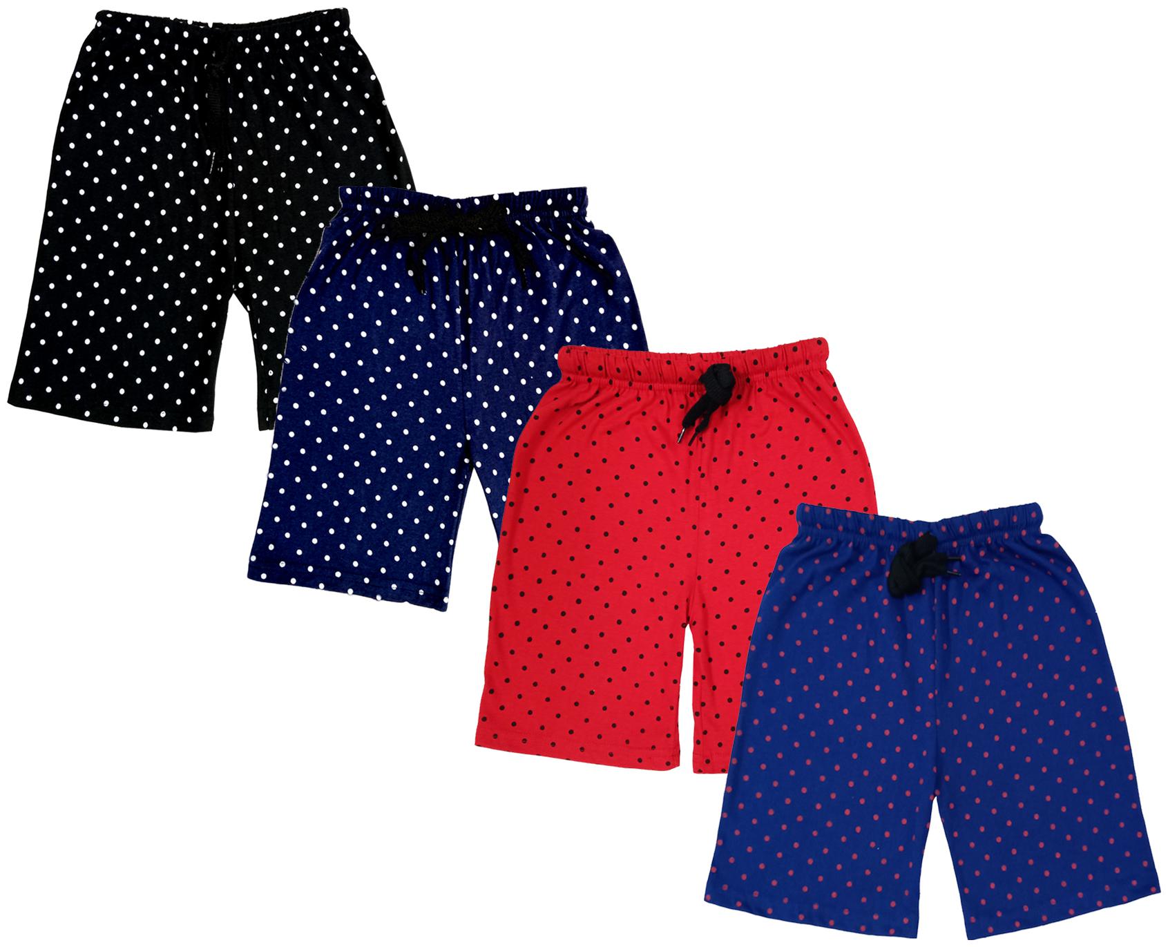 

IndiWeaves Girls Cotton Polka Dots Relaxed Fit Shorts (Pack of 4)