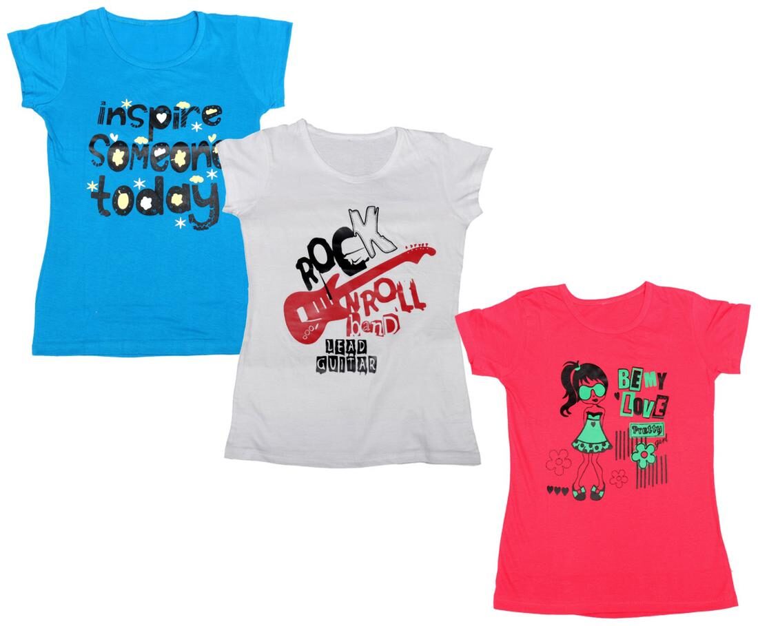 

Indiweaves Girl Cotton Printed T shirt - Multi