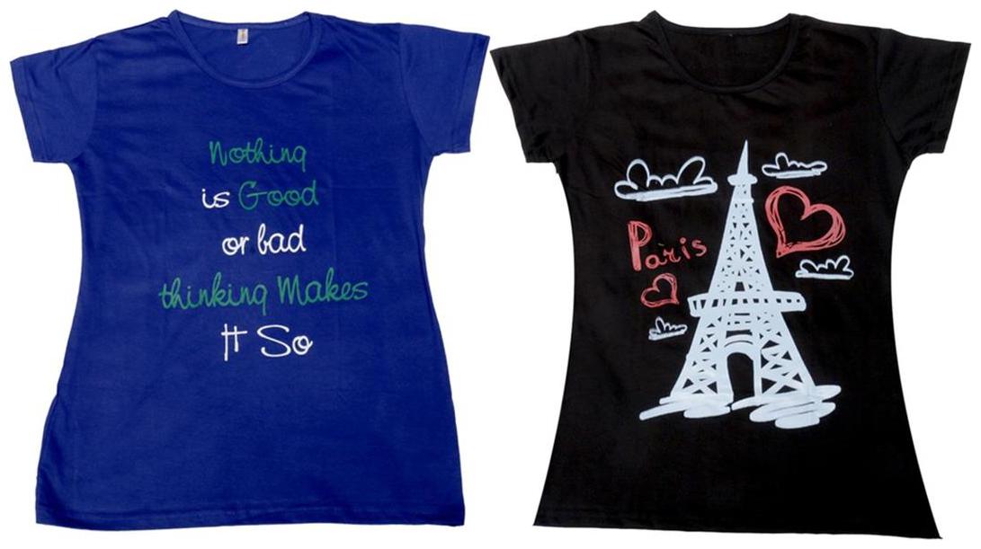 

Indiweaves Girl Cotton Solid T shirt - Multi