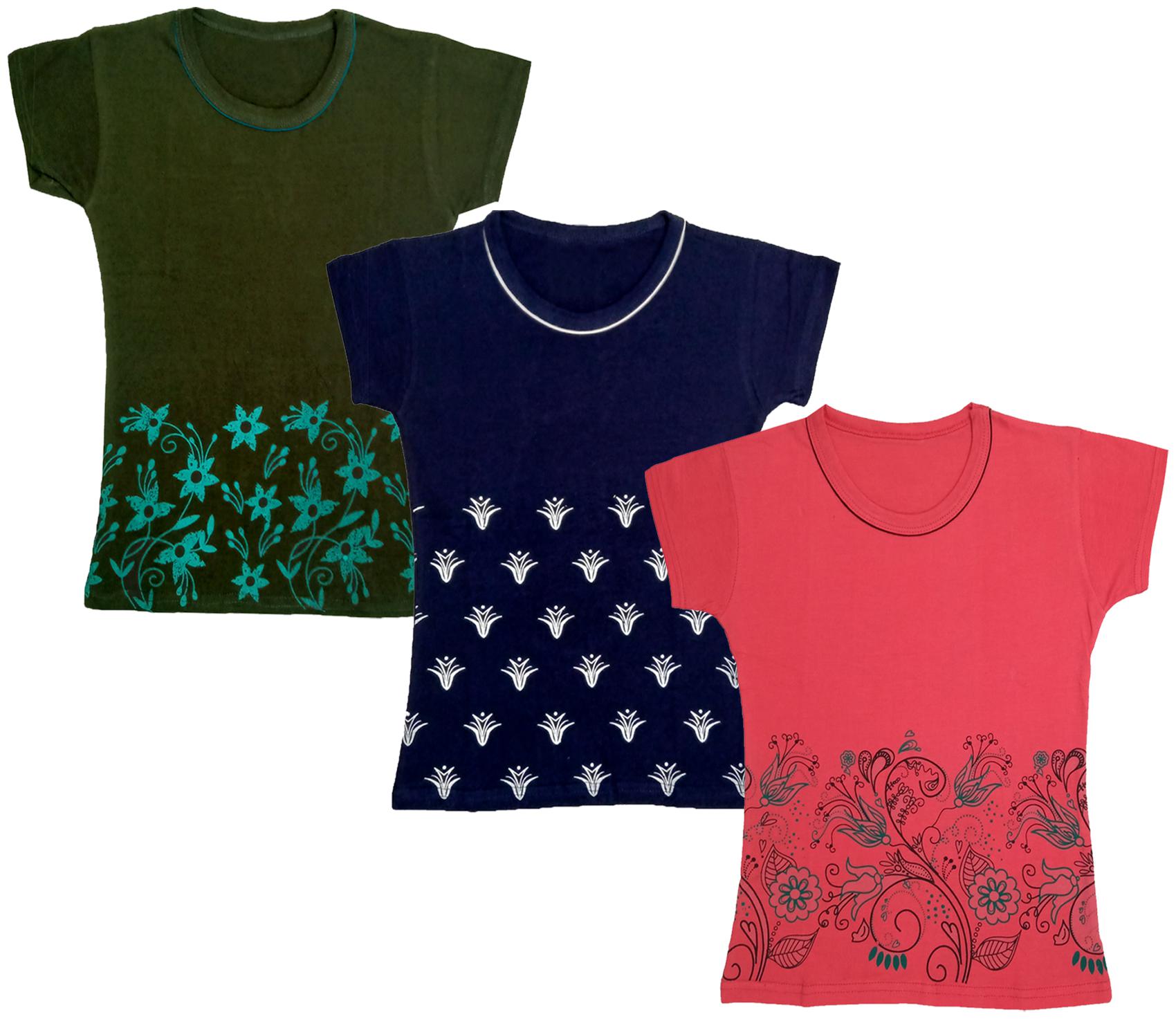 

Indiweaves Girl Cotton Printed T shirt - Multi
