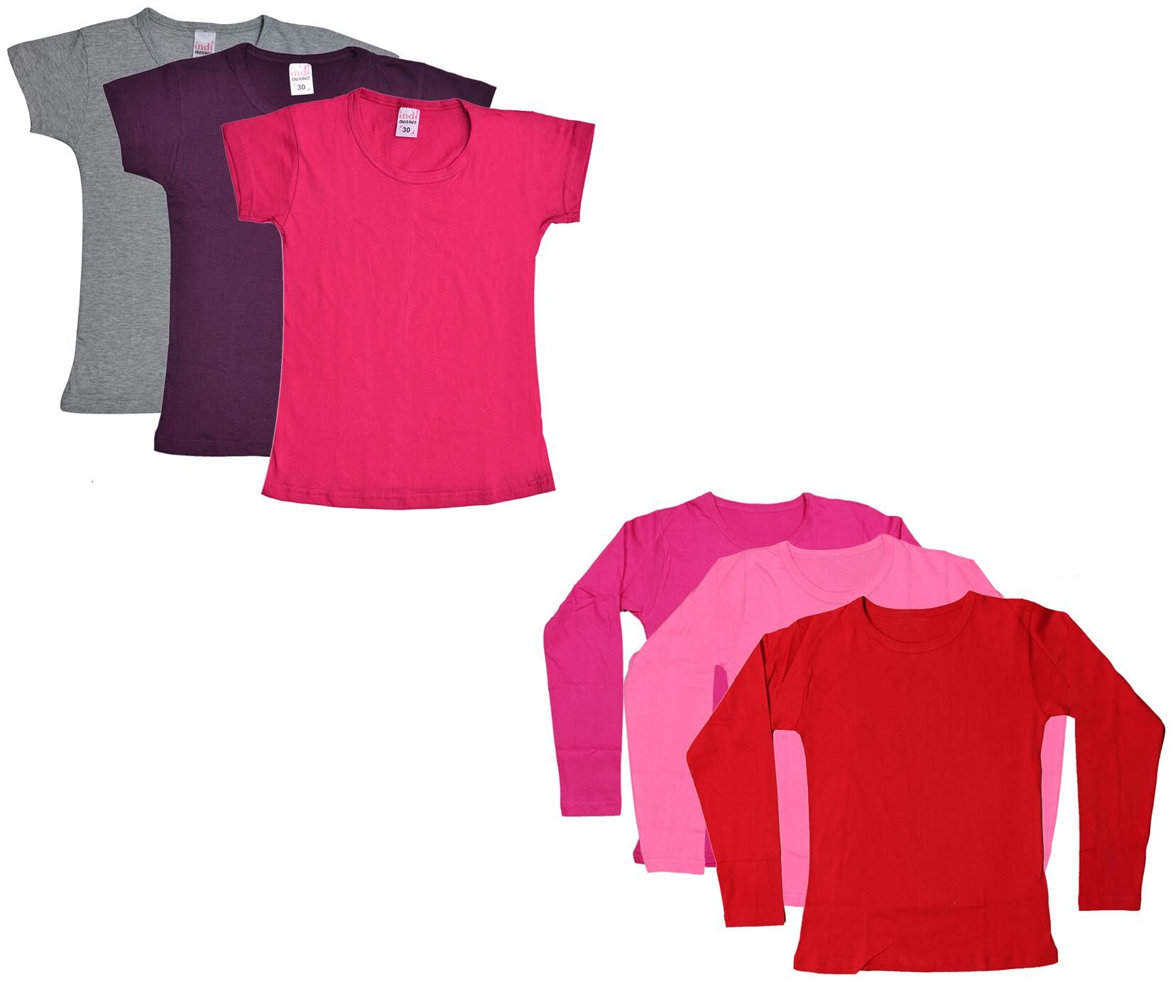 

Indiweaves Girl Cotton Solid T shirt - Multi