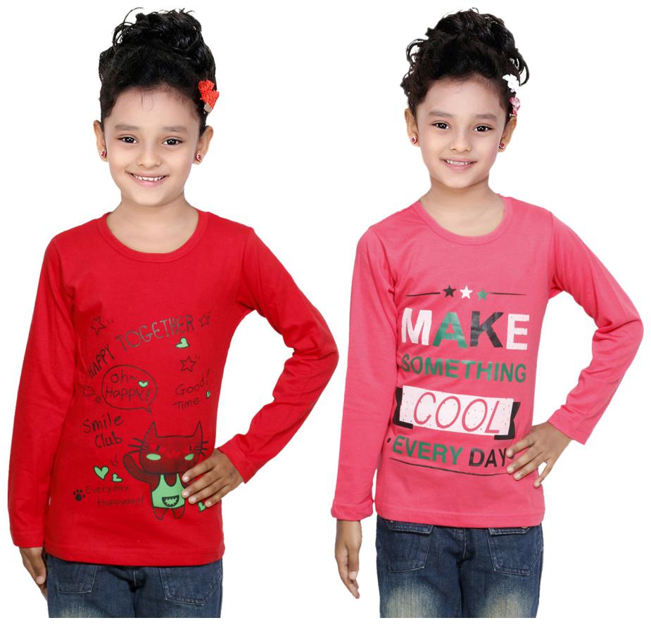 

Indiweaves Girl Cotton Solid Top - Multi
