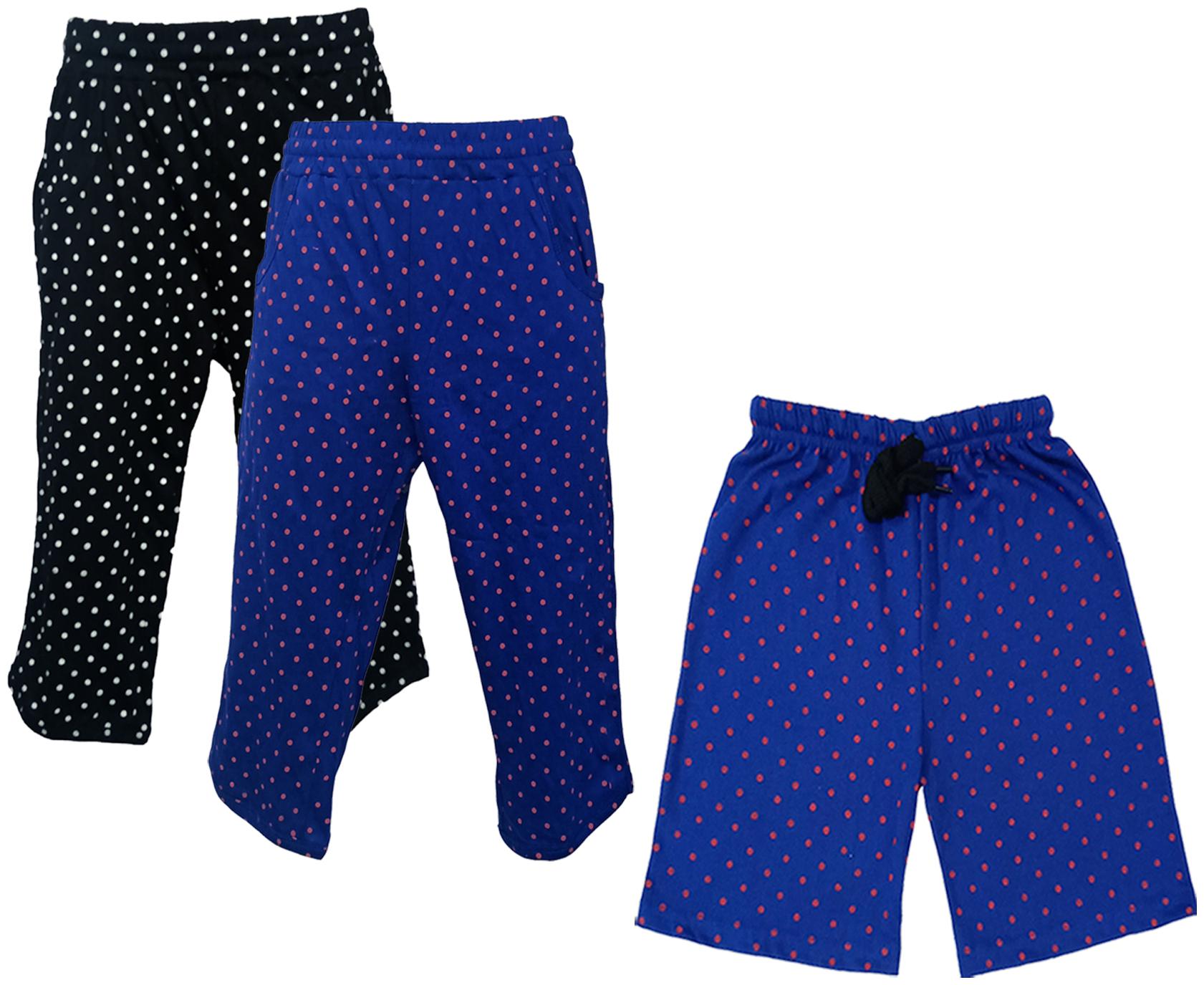 

IndiWeaves Girls Cotton Polka Dots 3 4th Capri and Shorts (Pack of 3) Multi