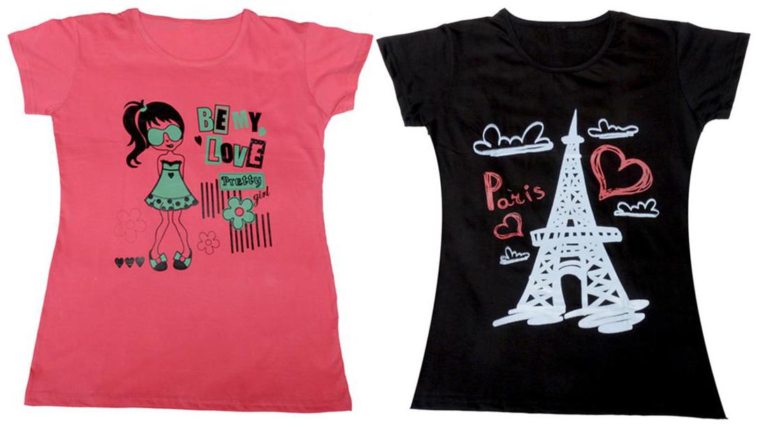 

Indiweaves Girl Cotton Solid T shirt - Multi