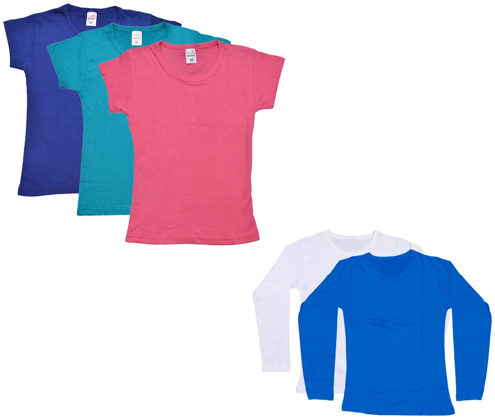 

Indiweaves Girl Cotton Solid T shirt - Multi