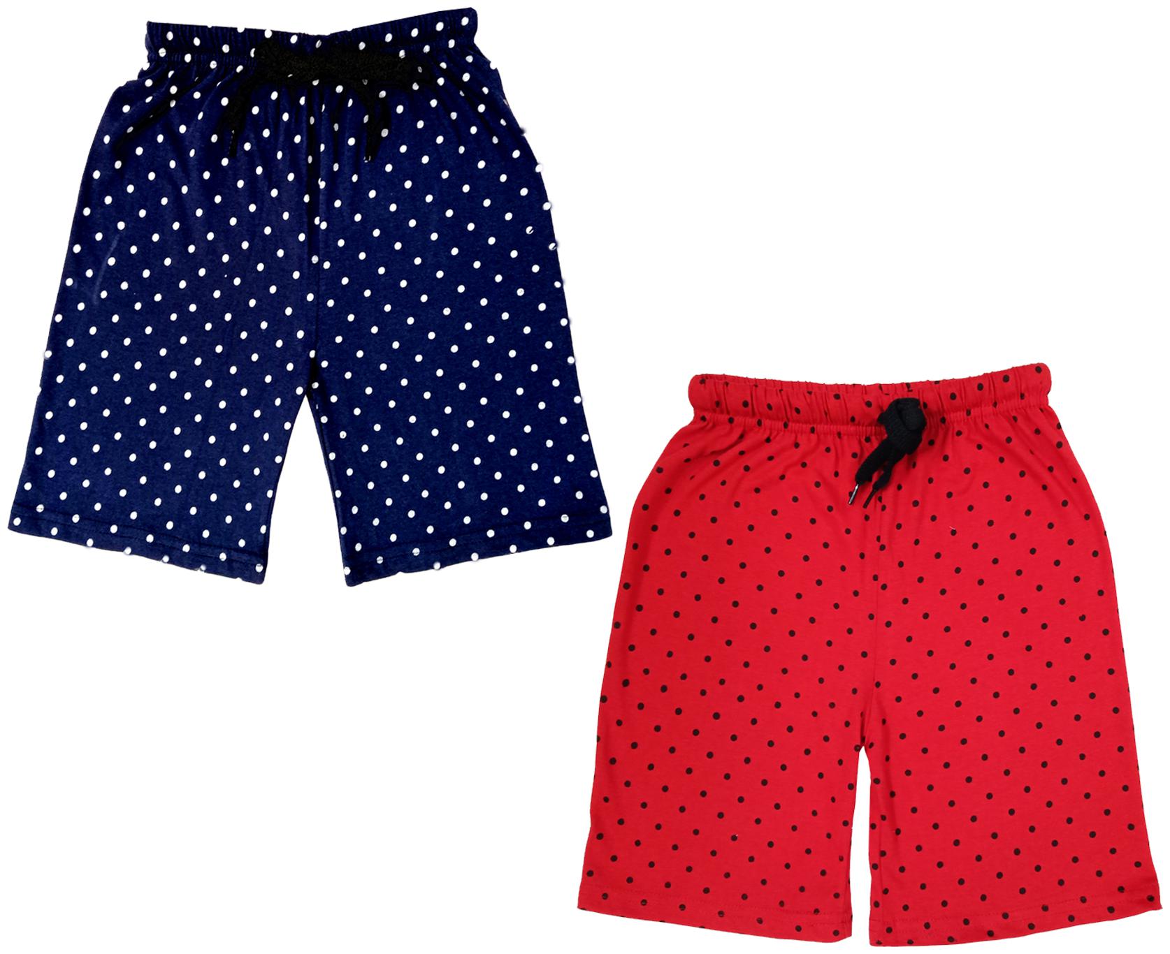 

IndiWeaves Girls Cotton Polka Dots Relaxed Fit Shorts (Pack of 2)