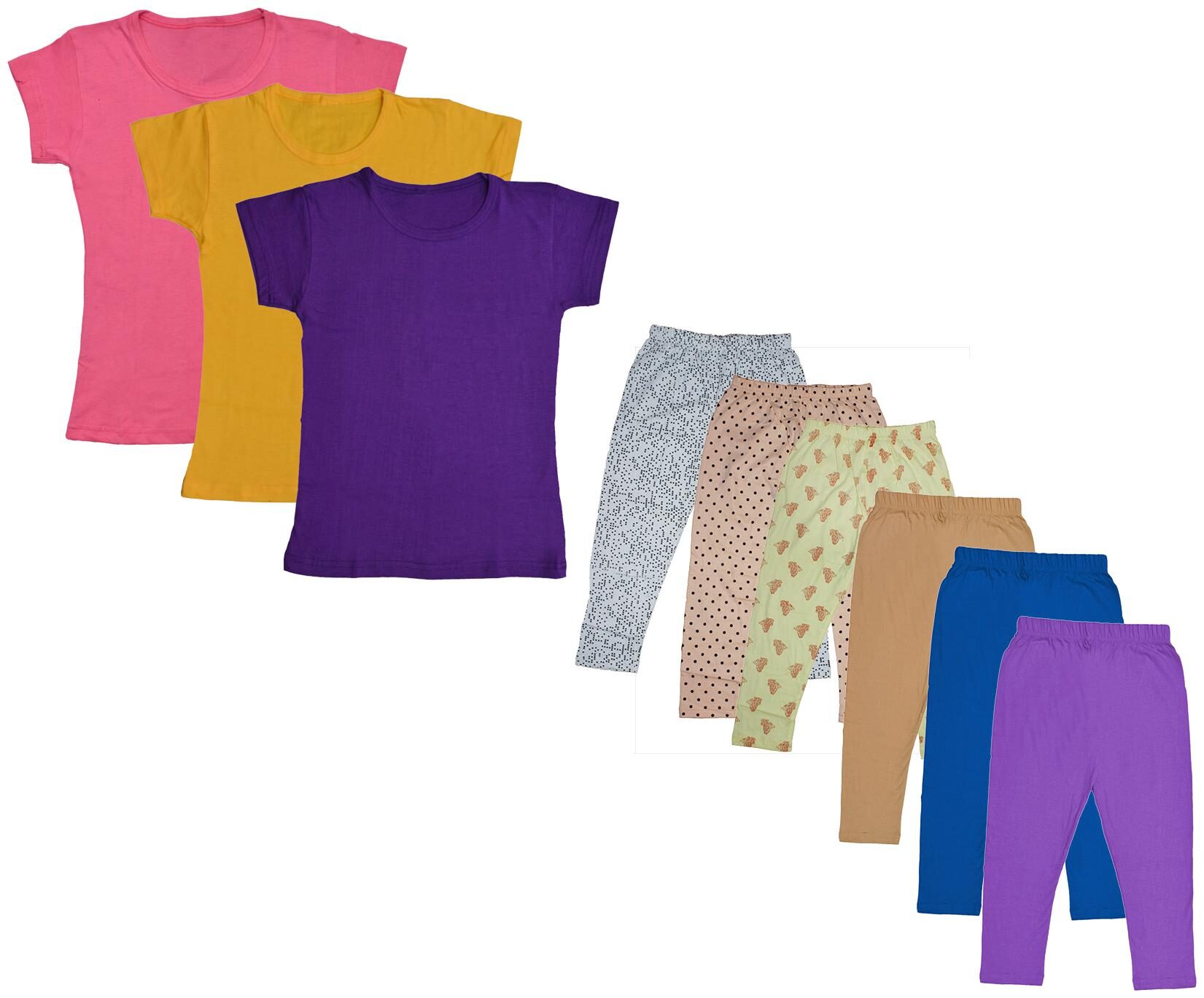 

Indiweaves Girl Cotton Top Bottom Set - Multi