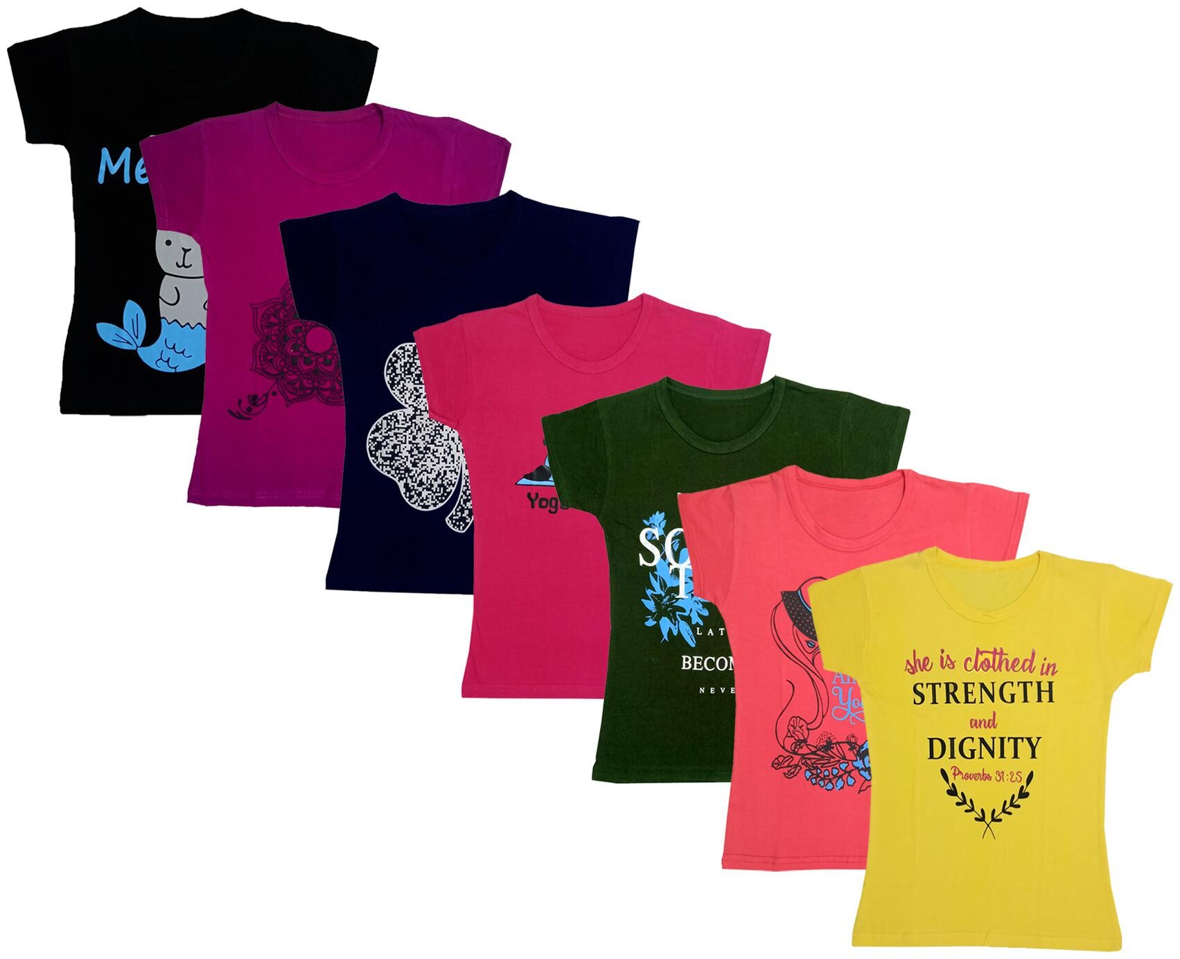 

Indiweaves Girl Cotton Printed T shirt - Multi