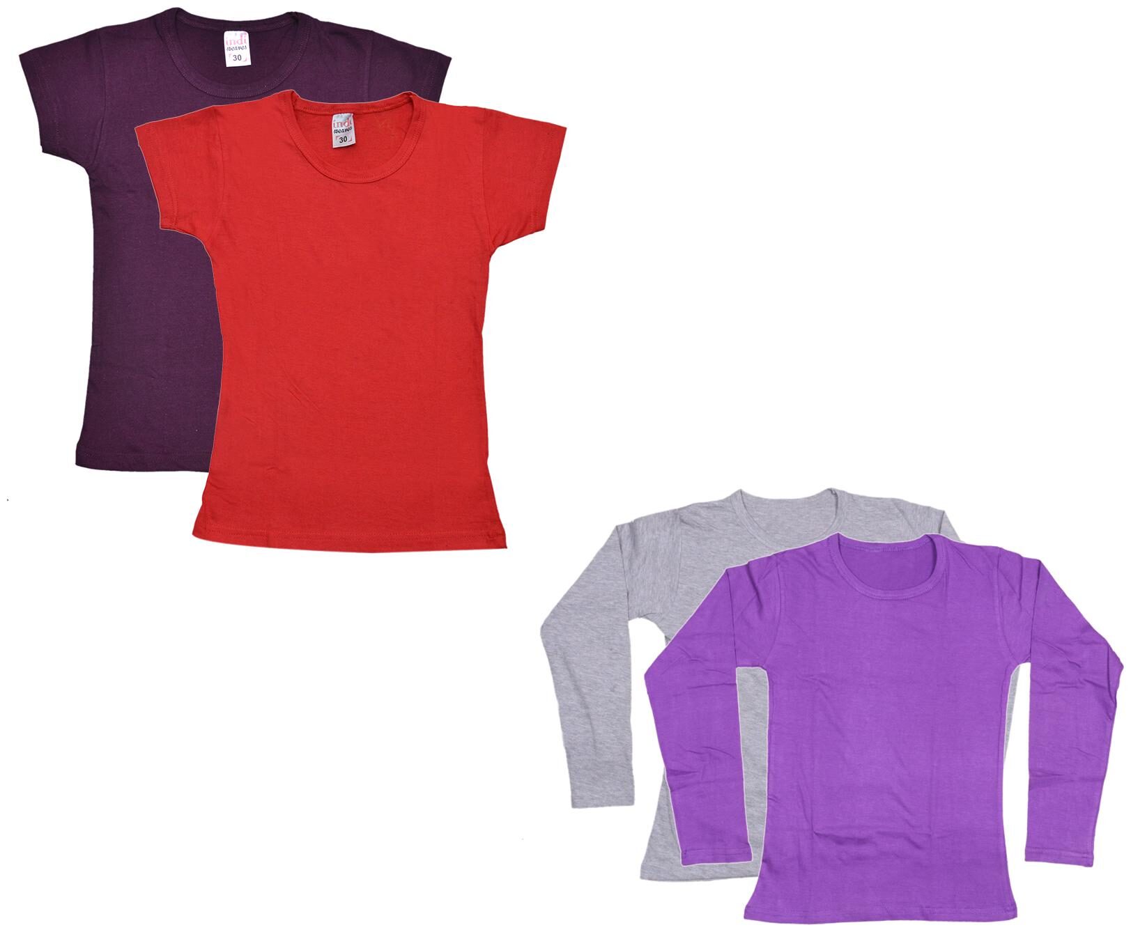 

Indiweaves Girl Cotton Solid T shirt - Multi