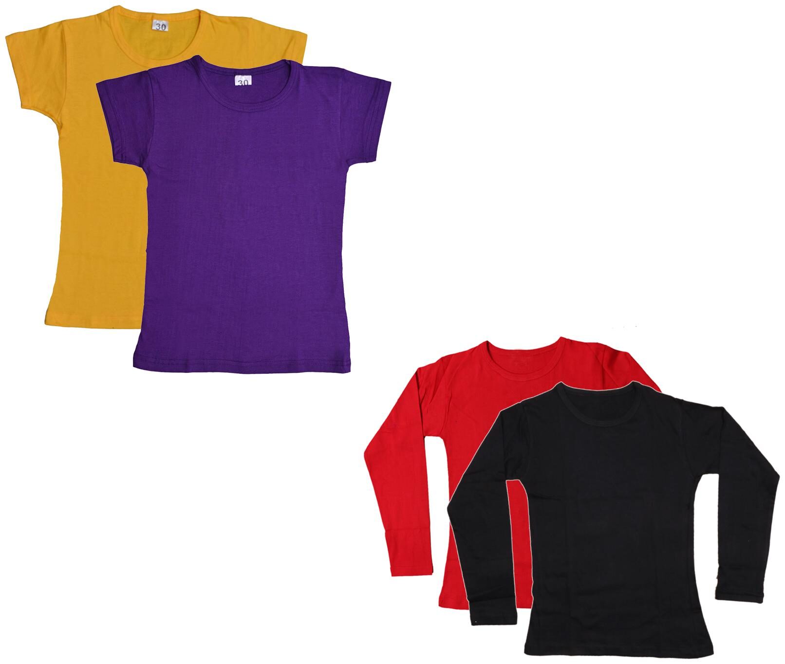 

Indiweaves Girl Cotton Solid T shirt - Multi