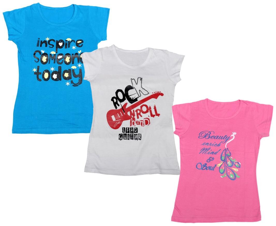 

Indiweaves Girl Cotton Printed T shirt - Multi