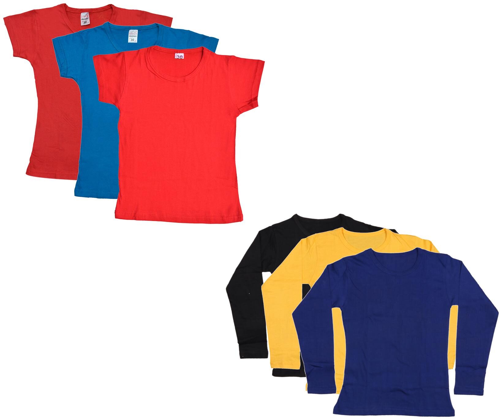 

Indiweaves Girl Cotton Solid T shirt - Multi