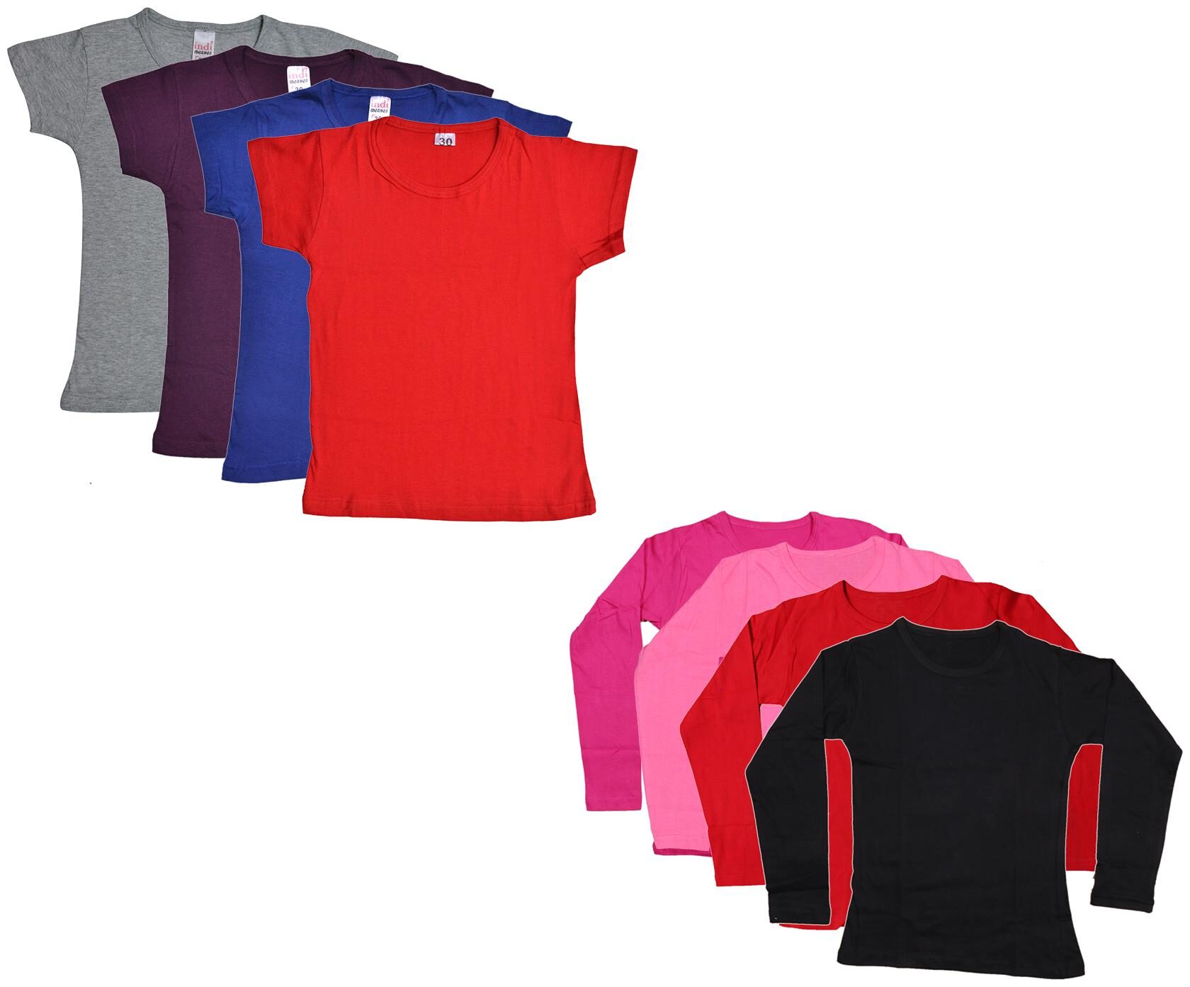 

Indiweaves Girl Cotton Solid T shirt - Multi