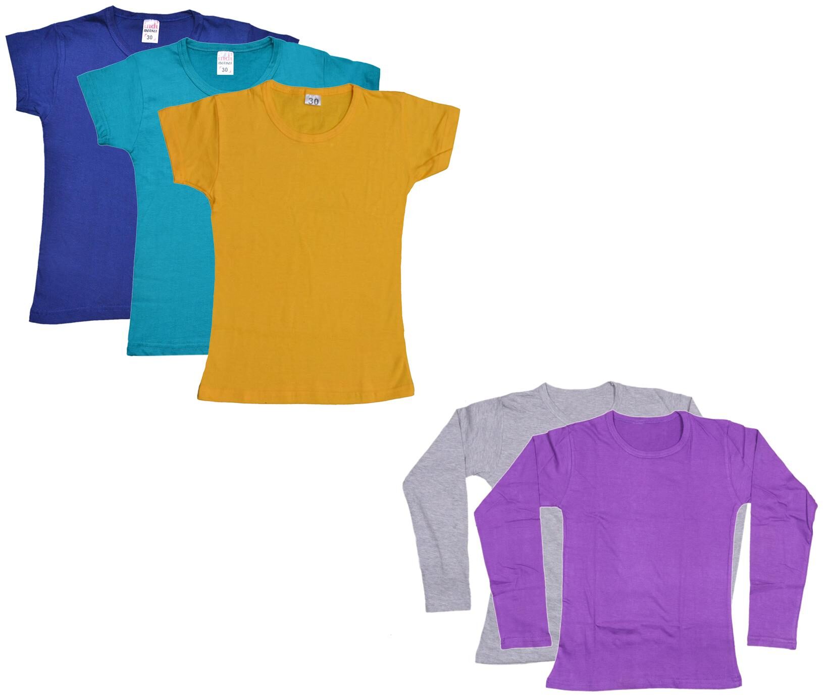 

Indiweaves Girl Cotton Solid T shirt - Multi