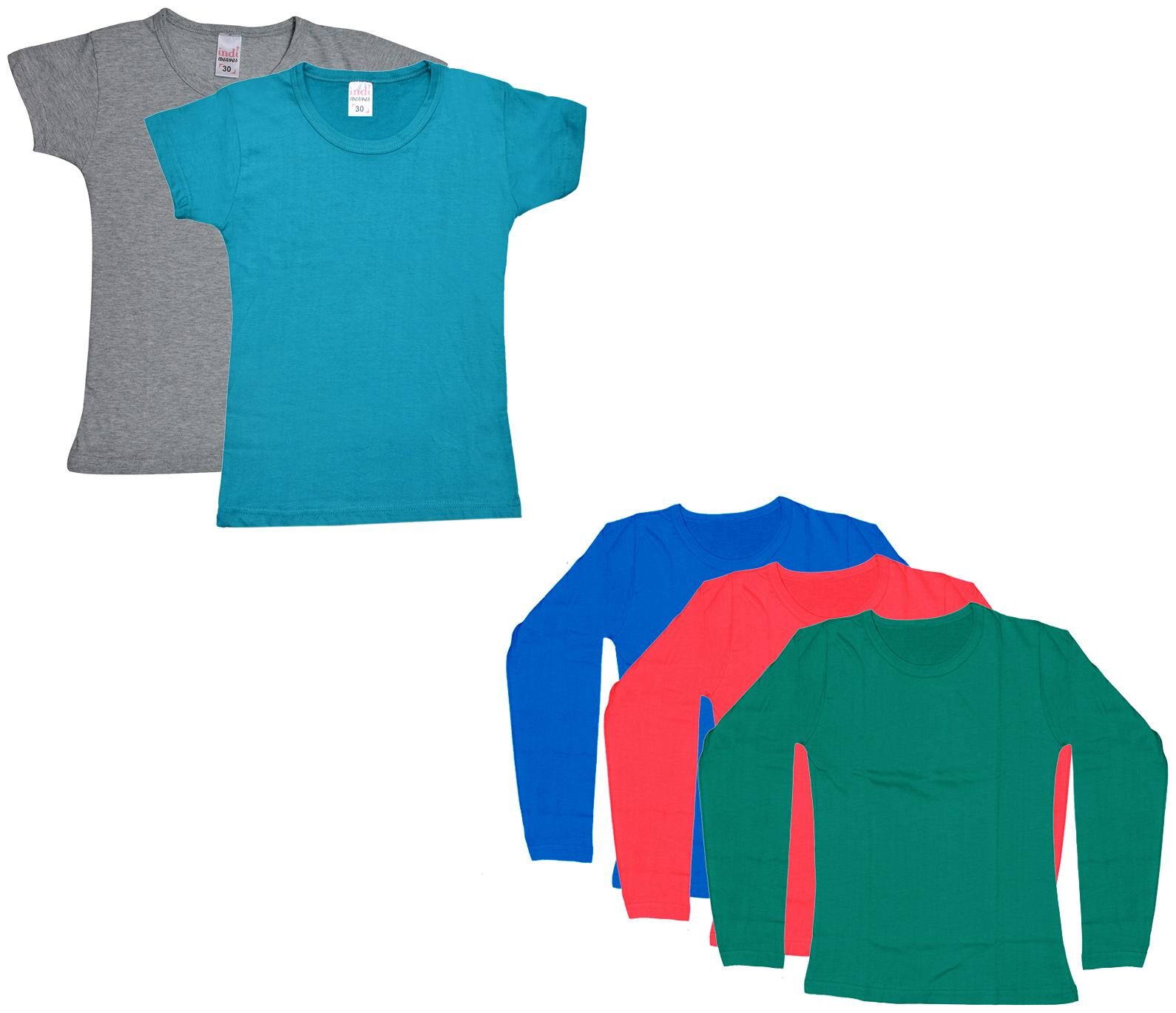 

Indiweaves Girl Cotton Solid T shirt - Multi