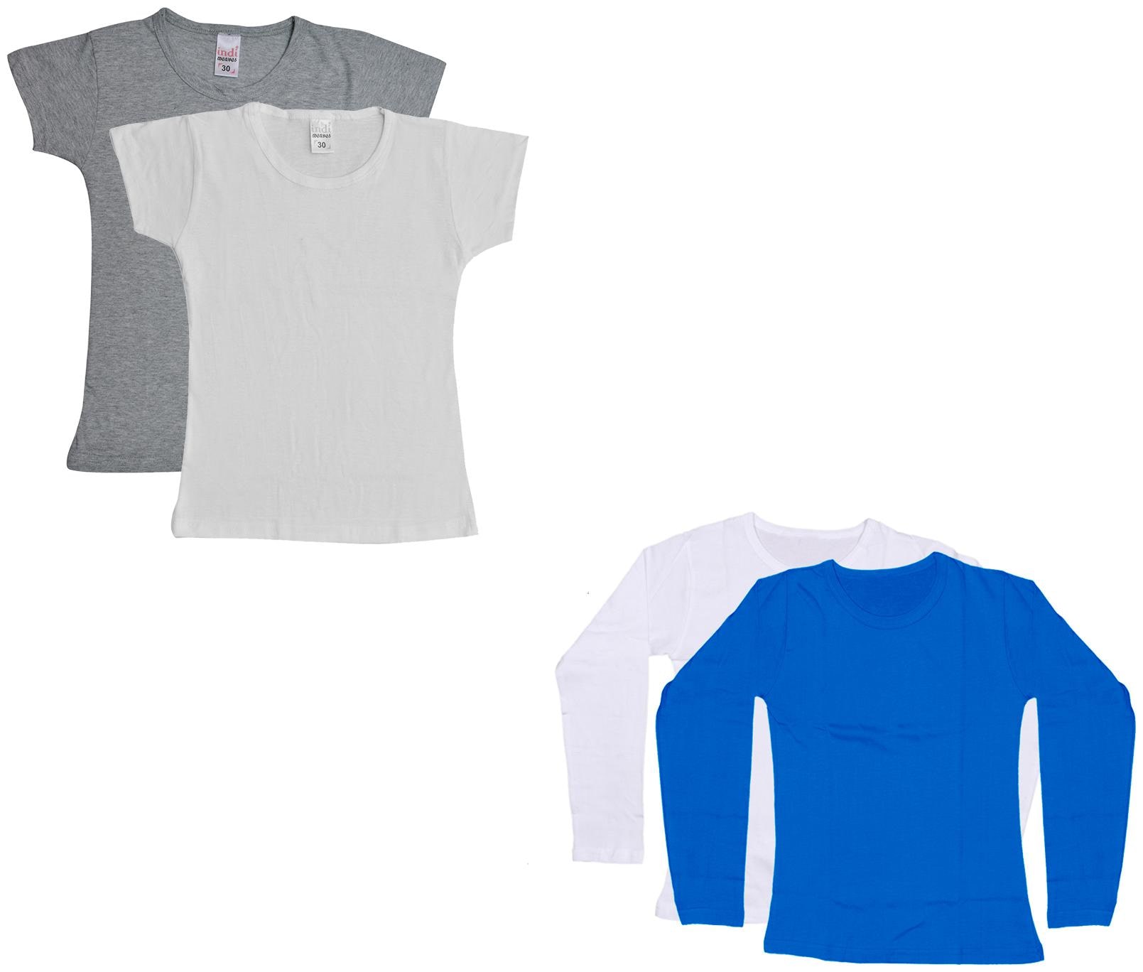 

Indiweaves Girl Cotton Solid T shirt - Multi