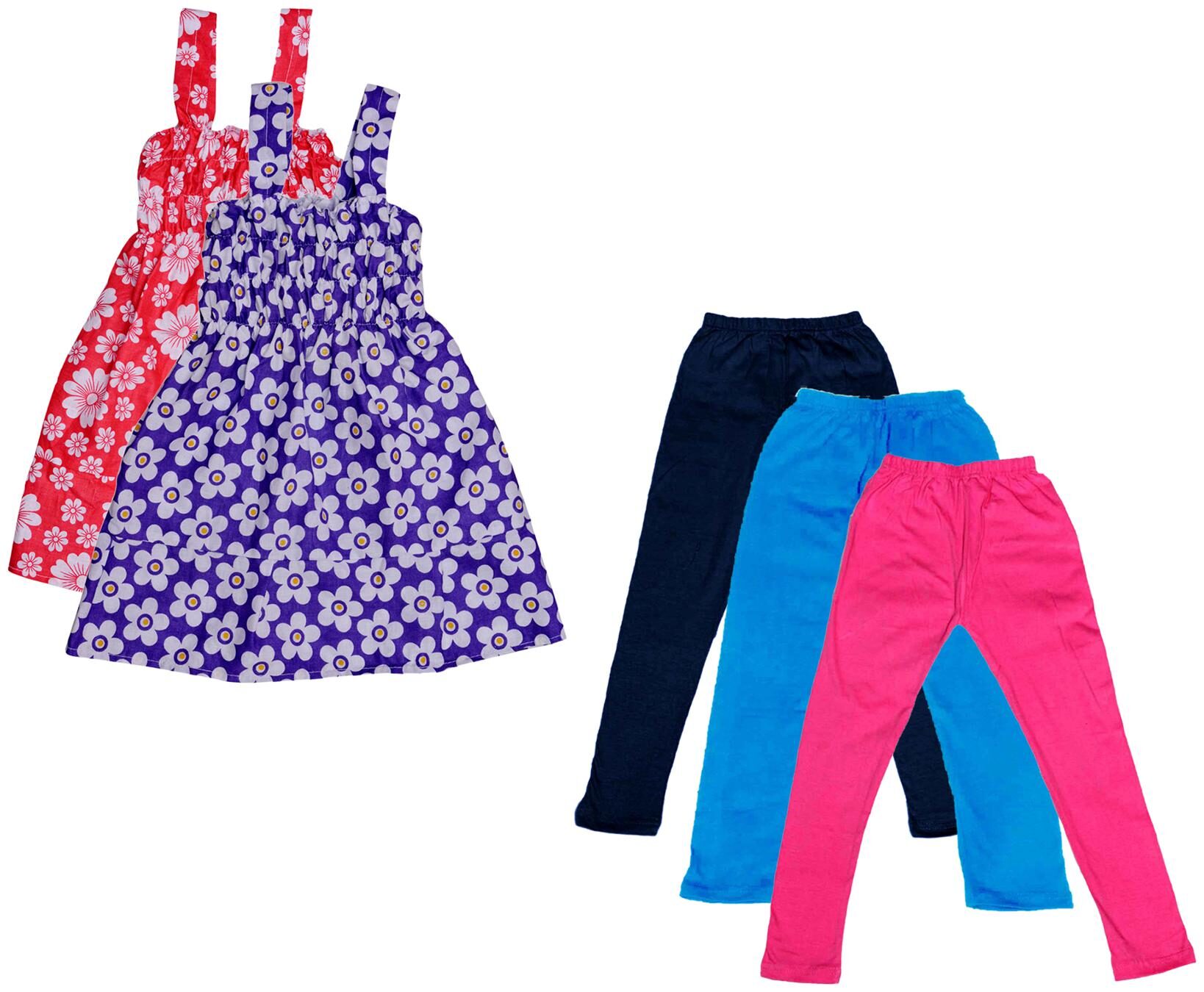 

Indiweaves Girl Cotton Top Bottom Set - Multi