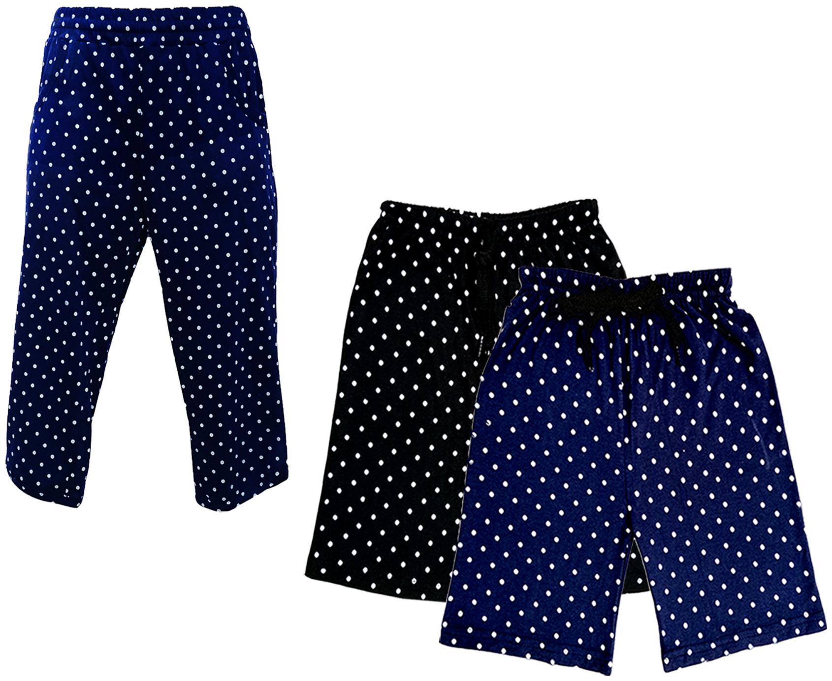 

IndiWeaves Girls Cotton Polka Dots 3 4th Capri and Shorts (Pack of 3) Multi