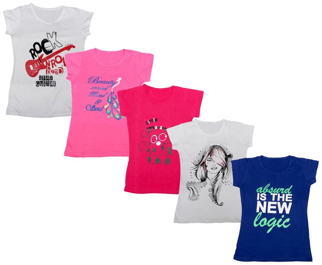 

Indiweaves Girl Cotton Printed T shirt - Multi