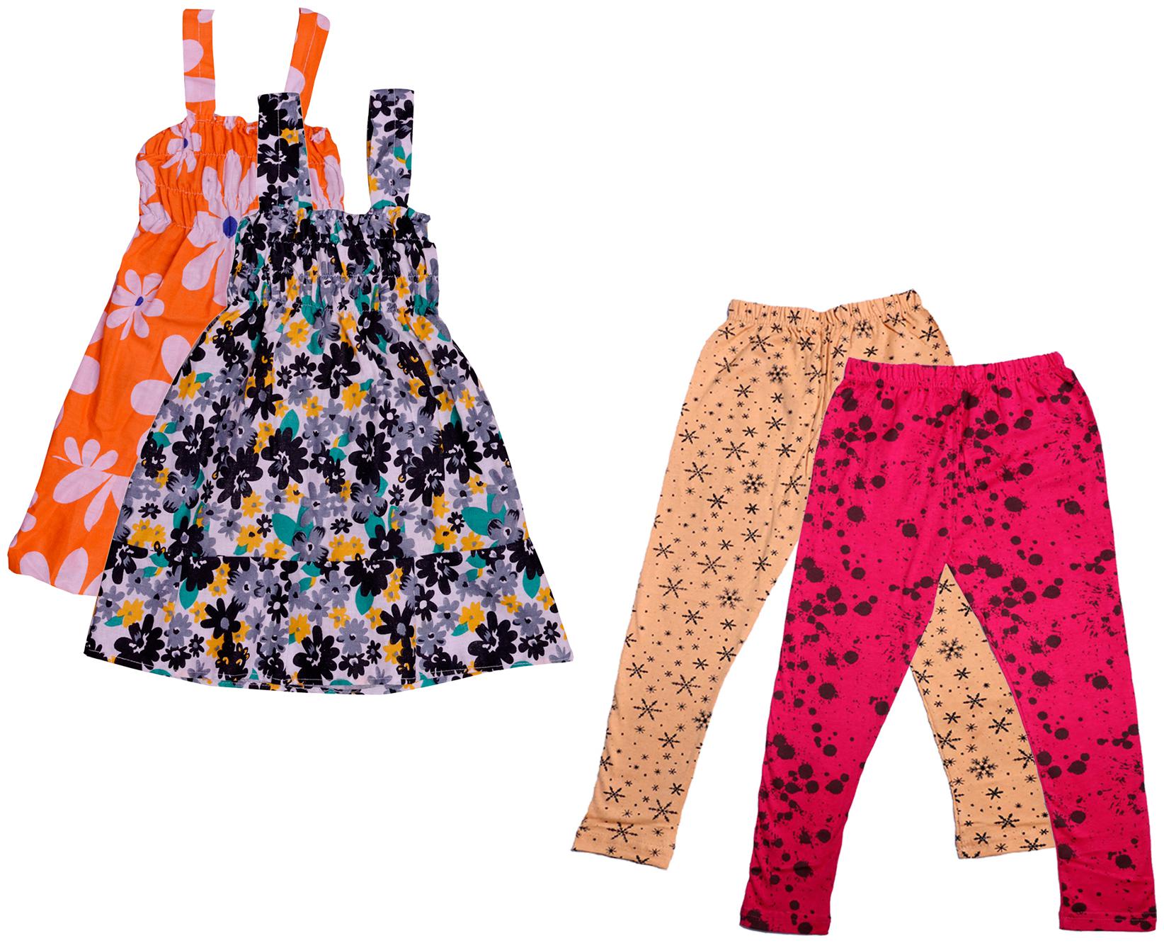 

Indiweaves Girl Cotton Top Bottom Set - Multi
