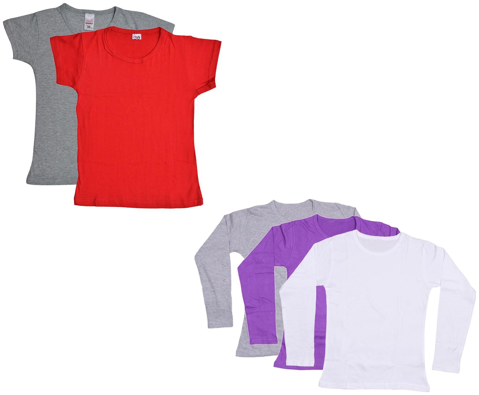 

Indiweaves Girl Cotton Solid T shirt - Multi